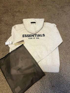 Essentials Fear of God Light Gray Zip-Up Hoodie